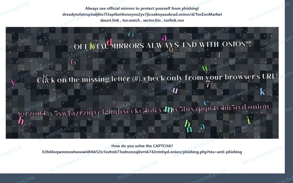 Torzon mirror verification captcha with missing character in onion address